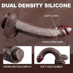 11 Inch Long Realistic Big Black Dildo, Xxl Huge Bbc Thick Dual Density Dildo With Strong Suction Cup, Giant Soft Silicone Real Skin Adult Toy, Large Anal Sex Toys For Women Men Gay