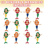 Bendable Mermaid Figures (Set Of 12) Bendable Toys For Kids, Mermaid Party Favors For Boys & Girls, Stress Relief Fidget Toys For Kids, Goodie Bag Stuffers, And Pinata Fillers