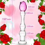 Glass Anal Plug Rose G-Spot Dildo Butt Plug With Gradual Beaded Ridges Prostate Massager Sex Toy For Men Women Masturbation