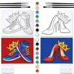 2 Pack Couples Paint Party Kits Pre Drawn Canvas For Adults Paint And Sip Kit Date Night Games For Couples Painting (8X10 Inches, Crown High Heel And Sneakers)
