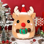 Large Reindeer Christmas Plush Pillow Stuffed Animal Toy,14" Big Size Cute Soft Toys Fat Kawaii Hugging Cuddle Plushie,Xmas Gift For Kids
