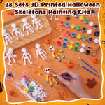 28 Set 3D Printed Skeleton Figurines Painting Kit with Brush Paints