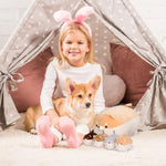 Stuffed Dog Toy - Cute Plushies Shiba Inu Mommy With 4 Puppies - Adorable Plush Pillow For Imaginative Play - Puppy Surprise Soft Animal Toy Set For Girls - Stuffed Animals For Ages 3-8