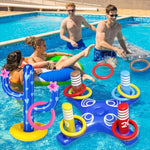 Pool Toys Games Set For Kids Pool Basketball Hoop, Inflatable Cross Ring Toss, Floating Floats Games For Toddlers Adults Swimming Water Toys Party Decoration