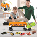 11 In 1 Dinosaur Toys, Dinosaur Toys For Kids 3-5, Dinosaur Truck With 10 Pull Back Cars, Toddler Boy Toys Age 3 4 5, Boy Birthday Gifts With Sounds & Lights & Spray