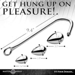 Anal Hook Trainer Anal Hook With 3 Plugs For Men, Women & Couples. Stainless Steel Hook, 3 Interchangeable Aluminum Alloy Plugs, Tapered For Easier Insertion. 4 Pieces, Grey