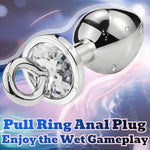 Anal Plug Metal Pull Ring, Vestibule Anal Device, Sex Tools, Sm Alternative Sex Toys Anal Expander, Large Pull Ring, Detachable Thread (1.8)