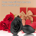Rose Anal Plug Silicone Butt Plug For Women Pleasure, Beginner Anal Toys Training Butt Plug Anal Flower Sex Toys Cute Butt Plug Starter Kit Anal Sex Toy For Her (Black)