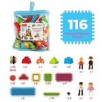 PicassoTiles 116pc Hedgehog Building Blocks Construction Toy Set with Interlocking Tiles Idea Book 4 Action Figure Characters and Decorative Eyes STEM Educational Playset for Kids Ages 3 Plus PTB116
