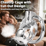 Metal Chastity Device With Anti-Slip Waist Belt, Adjustable Rings & Lock, Stainless Steel Penis Cage For Men, Cock Cage Sex Toy, Comfortable Wear, Waterproof Design