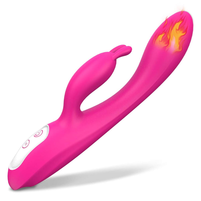 G Spot Rabbit Vibrator With Heating Function And Bunny Ears For Clitoris G-Spot Stimulation,Waterproof Dildo 9 Powerful Vibrations Dual Motor Stimulator Women Or Couple Fun(Red)