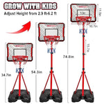 Kids Basketball Hoop - Adjustable Height 2.9Ft-6.2Ft Toddler For Kids, Goal Indoor & Outdoor Toys Backyard Outside Boys Age 3 4 5 6 7 8 Years Gift