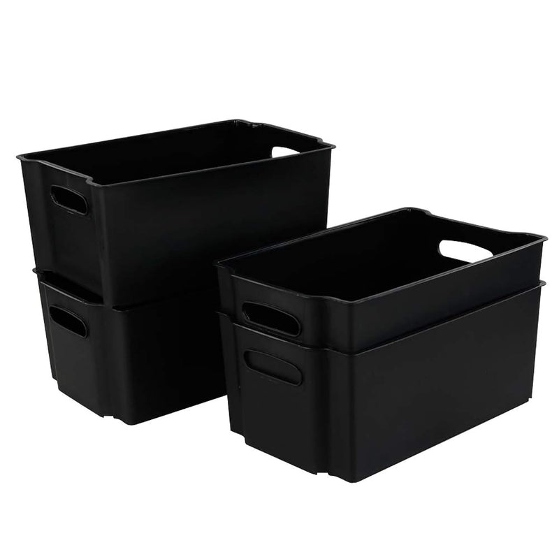4-Pack Black Stackable Plastic Storage Basket/Storage Bin Organizer