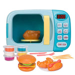 Microwave Kitchen Play Set With Light Sound For Kids With Pretend Fake Food And 6 Color Diy Play-Dough Clay Great For Toddlers 3 And Older Grils And Boys (Blue)