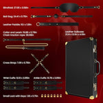 Lockable Sex Bondage Bdsm Kits With Suitcase, 7 Pcs Leather Adjustable Restraints Set With Small Lock And Keys,Adult Sex Toys For Couple Beginner Sm Game Play