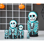 Skull Nesting Dolls Wooden Matryoshka Russian Doll Handmade Stacking Toy Set 5 Pieces For Kids