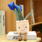 Blue Tulip Plush Toy - 13.7" Cute Flower Pillow & Stuffed Animal, Plant Plush For Nature Room Decor