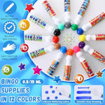 Bulk Bingo Dauber Dot Markers Set, 180 Pcs, 0.5 oz, 12 Vibrant Colors