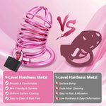 Male Cock Cage Chastity Device - Iron Chastity Cock Cage Device With 4 Active Sizes Rings Adult Sex Toy For Men Penis Exercise | 2 Keys And Invisible Lock Included | Extra-Large Size (Purple)