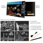 4 Pcs Scratch & Sketch Art for Teens & Adults - A4 Rainbow Night View