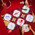 Bau Cua Ca Cop Game Set - Luxury 19.7"X27.5" Mat With 6 Dice, Asian Gambling Game For Lunar New Year, Family Gatherings & Parties, Fun Cultural Dice Game For Adults & Kids