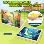 4 Packs Puzzles For Kids Ages 4-6, Wooden Dinosaur Puzzles For Toddlers Ages 2-4, Preschool Educational Dino Puzzles Boards Toys Gifts For 3 4 5 6 Boys Girls