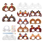 24 Pieces Thanksgiving Turkey Craft Kit for Kids DIY Coloring Turkey Mask Set