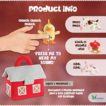 Plush Farm Animal Toys With Realistic Sounds - Plushie Play Set With Barn Carrier