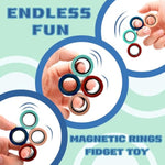 12 Pcs Magnetic Ring Fidget Toys Set,Adhd Anxiety Magnetic Finger Spinner Pack For Teens Adults And Kids,Coolest Magnet Stress Relief Toy For 8+ Year Old Boys Girls Present