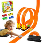 16.4 Ft Flexible Race Track For Kids, Portable Diy Roll-Up Flex Race Car Tracks With Suction Cups Compatible With Diecast 1/64Th Cars Birthday Gift Stocking Stuffers For Boys Girls Ages 3 4 5 +