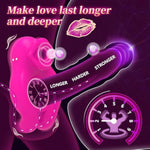 Vibrating Cock Ring Couple Sex Toy,4 In 1 Penis Ring With 7 Vibrating & Sucking For Male Massage Testicle & Female Clitoral Stimulation,Soft Silicone Lip Vibrator Quiet Adult Toys For Couples Pleasure