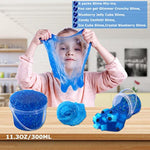 Premade Blueberry Blue Jelly Cube Glimmer Crunchy Crystal Slime, Includes 6 Sets Of Add-Ins, Sensory And Tactile Stimulation, Stress Relief, Party Favors For Girls & Boys