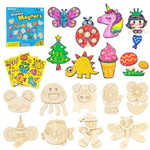 18 Pcs Wooden Craft Kits for Kids Ages 4-12 with Decorative & Magnetic Stickers