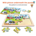 Puzzles For Kids Ages 4-6,24 Pieces Wooden Puzzles For Toddlers Ages 3-5 4-8 3 4 5 6 3-4 Year Olds.4 Pack Car Puzzle Set Children Jigsaw Puzzles For Boys And Girls Educational Learning Toys