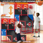 Upgrade Dual Basketball Arcade Game Kids Basketball Hoop With Electronic Scoreboard Led Light 6 Balls Indoor Outdoor Sports Toys Gifts For Boys Girls Ages 3-8 (Red)