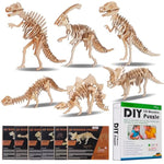 3D Wooden Puzzle Simulation Animal Dinosaur Assembly Diy Model Toy For Kids And Adults,Set Of 6