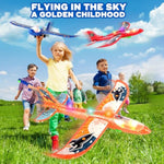3 Pack Foam Airplane Launcher Toy With 3 Diy Stickers, 12.6" Glider Led Plane, Catapult Plane Boy Toys, Outdoor Sport Flying Toys For Kids Birthday Gifts For 4 5 6 7 8 9 10 11 12 Year Old Boys Girls