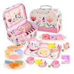 Tea Party Set For Little Girls,39 Pcs Flower Tea Set Toys With Dessert,Cake Stand,Teapot,Cups,Plates,Storage Case,Pretend Play Kitchen,Birthday Princess Gift Set For 3 4 5 6 7 8 Year Old Girls