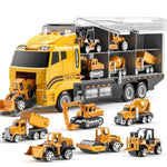 Toddler Toys For 3 4 5 6 Years Old Boys, Die-Cast Construction Toys Car Carrier Vehicle Toy Set W/Play Mat, Kids Toys Truck Alloy Metal Car Toys Set For Age 3-9 Toddlers Kids Boys & Girls