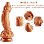 9.45" Silicone Dildo With Kliclok System For Premium Sex Machine, 6.7" Insert-Able Length, Girth7.67 Diameter 2.36" - Monster Series