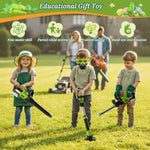 Upgraded Kids Tool Set, 3-In-1 Toddler Power Garden Tools With Sounds & Lights, Volume+/-, Toy Weed Wacker, Leaf Blower & Hedge Trimmer, Hat, Gloves, Apron, Toy Tools Christmas Birthday Gifts For Boys
