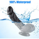 Realistic Dildo For Beginners, Lifelike Silicone Dildo With Strong Suction Cup For Hands-Free Play, Penis For G-Spot Stimulator With Curved Shaft And Balls Anal Sex Toys For Women (Black S)