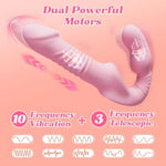 Strapless Strap On G-Spot Thrusting Vibrator, Double Ended Dildo Vibrators With 10 Vibrating Modes & 3 Thrusting Modes, Anti-Slip Silicone Butt Plug, Remote Control Adult Sex Toy For Women Couple