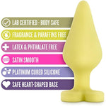 Naughty Candy Heart - Smooth Satin Silicone Heart Shaped Bottom Anal Butt Plug Sex Toy For Men And Women - Yellow
