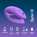 Sync O Purple Remote Control C-Shaped Couples Vibrator & Bond Adjustable Wearable Vibrating Cock Ring - App Controlled Couples Sex Toys Bundle