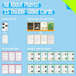 15 Plant Life Circle Flashcards With 4 Plastic Figurines-Seed To Plant, Plants Introduction Card Plants Growth Details For Nature Lovers & Adults, Montessori Toy For Kids