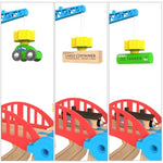 Wooden Train Set 65 Pc Build And Play Magnetic Crane Tower Bridge Construction Stem Toy Train With Tracks For Kids Compatible With Thomas Brio Melissa And Doug Railway Playset For Toddlers Starter Set