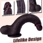 9.8 Inch Realistic Big Black Dildo Sex Toy, Body-Safe Material Silicone Bbc Dildos With Strong Suction Cup,G Spot Or Anal Stimulation Adult Sex Toys For Women And Men Couples Sexual