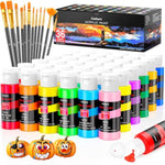 36 Colors Acrylic Paint Set with 12 Professional-Quality Brushes for Artists and Crafters