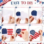 24 Set 4th of July Patriotic Pom Pom Craft Kit, DIY USA Flag Ornaments for Kids